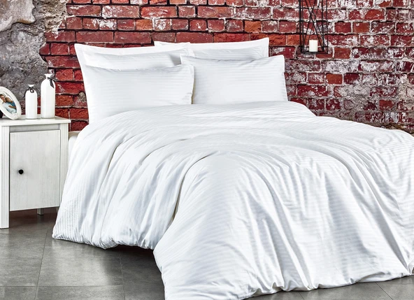 Komfort Home Çift Kişilik Çizgili Pamuk Saten Nevresim Takımı - 1