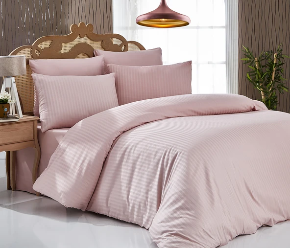 Komfort Home Çift Kişilik Çizgili Pamuk Saten Nevresim Takımı ürün görseli 1