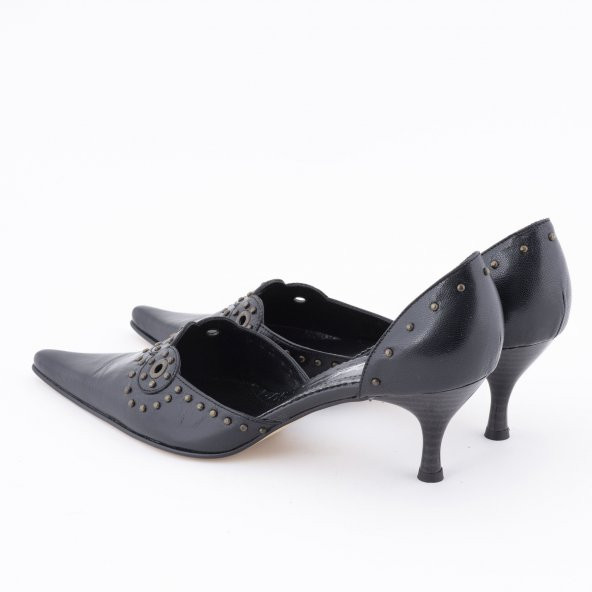 Beyken Hakiki Deri Siyah Kadın Topuklu Ayakkabı - 4