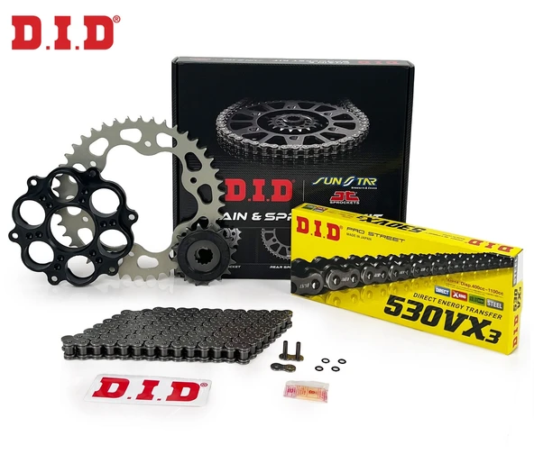 ZİNCİR DİŞLİ SETİ DUCATI MULTISTRADA PIKES PEAK (1260 cc)  (2018-2021) / DUCATI / MULTISTRADA PIKES PEAK / 1260cc / ZİNCİR: DID-530VX3 (Çelik)-114 / ÖN DİŞLİ: JT (15T)  / ARKA DİŞLİ: SUNSTAR (40T) / 2 ürün görseli 1