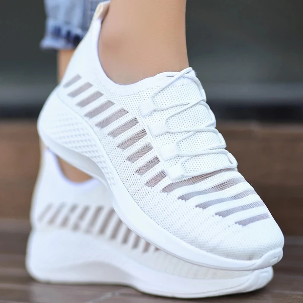 Wina Beyaz Triko Kadın Spor Ayakkabı - Resim 11