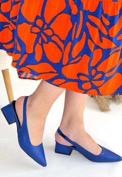 Morji Mavi Cilt Kadın Topuklu Ayakkabı - Resim 3