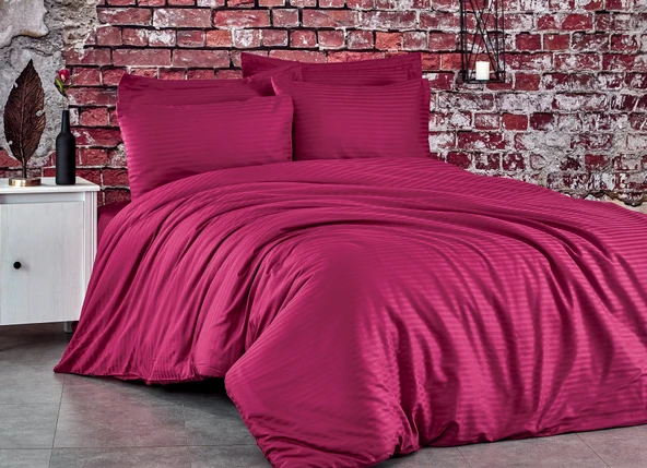 Komfort Home Tek Kişilik Çizgili Pamuk Saten Nevresim Takımı - 1