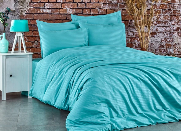 Komfort Home Tek Kişilik Çizgili Pamuk Saten Nevresim Takımı ürün görseli 1