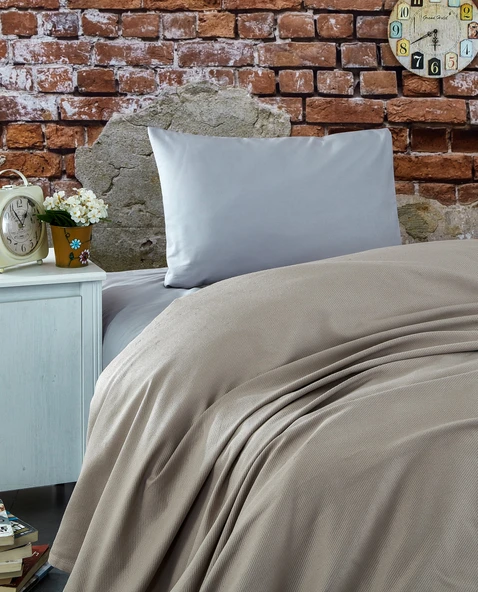 Komfort Home Tek Kişilik Ranforce %100 Pamuk Pike / S. Kahve