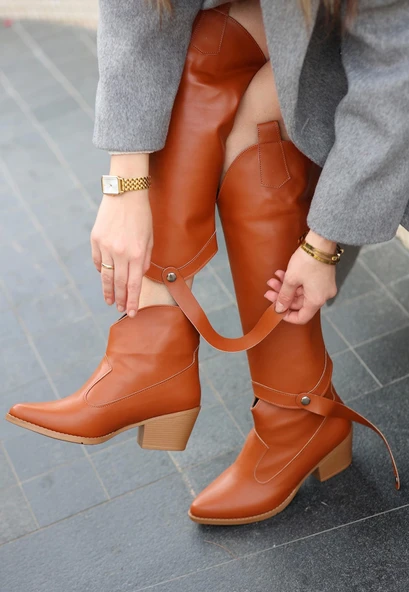 Milla Taba Cilt Tak Çıkar Topuklu Bot Ve Kadın Çizme - Resim 2