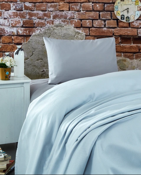 Komfort Home Tek Kişilik Ranforce Pike Takımı / Açık Gri ürün görseli 1