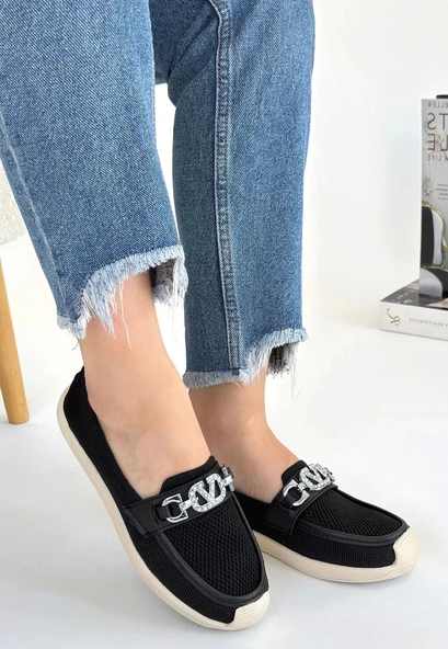 Wata Siyah Triko Ayakkabı Kadın Babet - Resim 3