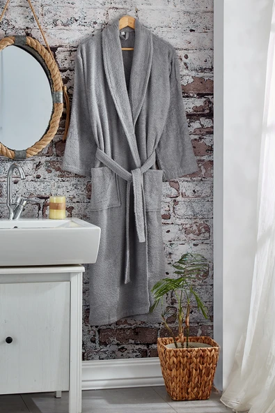 Komfort Home Pamuklu Bornoz - XL Beden - Gri ürün görseli 1