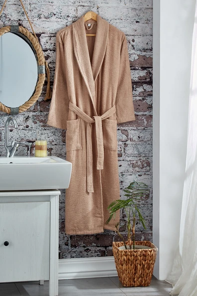 Komfort Home Pamuklu Bornoz - XL Beden - Kahverengi - 1