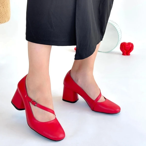 Kier Kırmızı Cilt Kadın Topuklu Ayakkabı - Resim 4