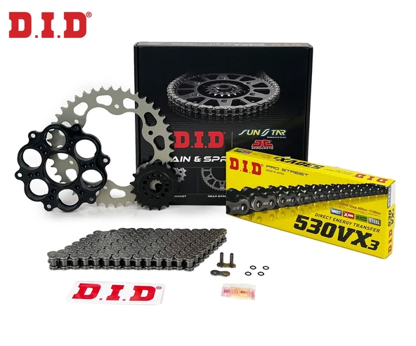 ZİNCİR DİŞLİ SETİ DUCATI MULTISTRADA PIKES PEAK (1200 cc)  (2012-2017) / DUCATI / MULTISTRADA PIKES PEAK / 1200cc / ZİNCİR: DID-530VX3 (Çelik)-108 / ÖN DİŞLİ: SUNSTAR (15T) / ARKA DİŞLİ: JT (40T) / 20 ürün görseli 1