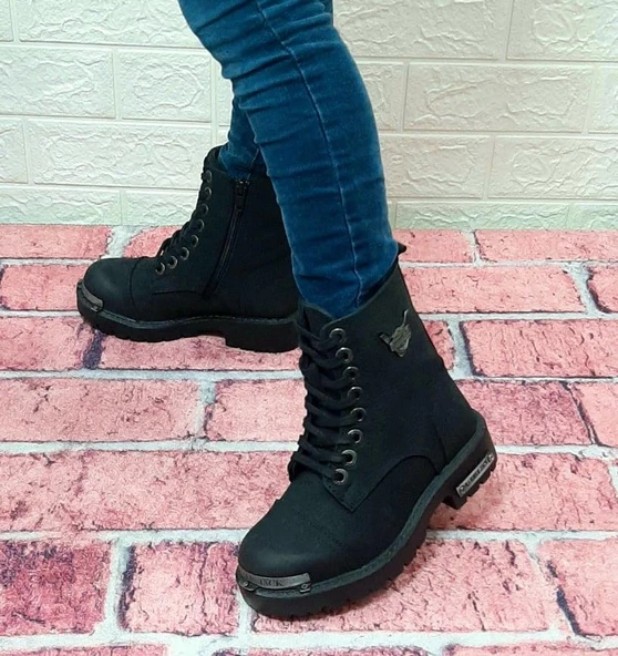 Hammerjack 17600.f Siyah Renk Hakiki Deri Fermuarlı Bağacaklı Erkek Çocuk Bot - Resim 5