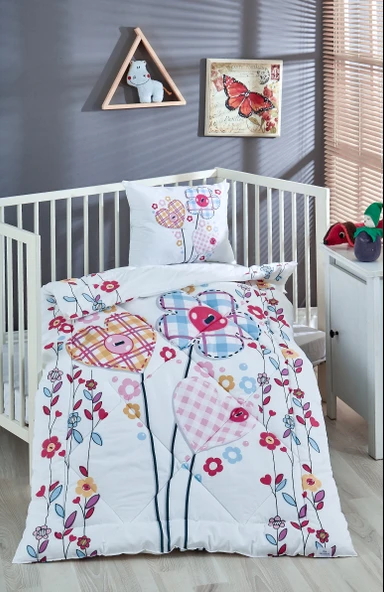 Komfort Home Baskılı %100 Pamuklu Silikon Elyaf Bebek Yorganı+Yastık ürün görseli