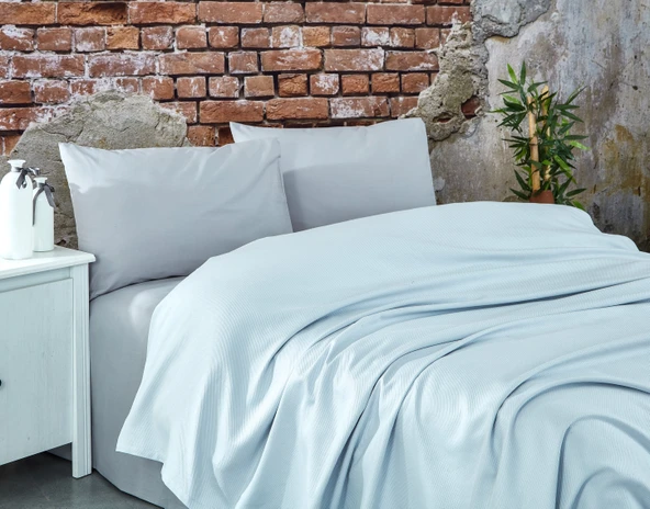Komfort Home Çift Kişilik Ranforce %100 Pamuk Pike / Açık Gri - 1