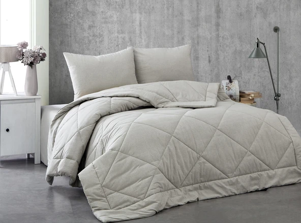 Komfort Home Battal Boy %100 Pamuk Kumaş Yorgan+Yastık / Gri - 1