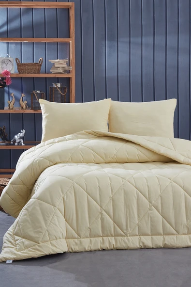 Komfort Home Battal Boy %100 Pamuk Kumaş Yorgan+Yastık / Sarı - 1