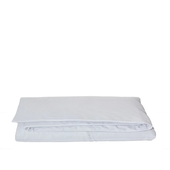 Komfort Home Tek Kişilik Çizgili Pamuk Saten Nevresim / Beyaz ürün görseli 1