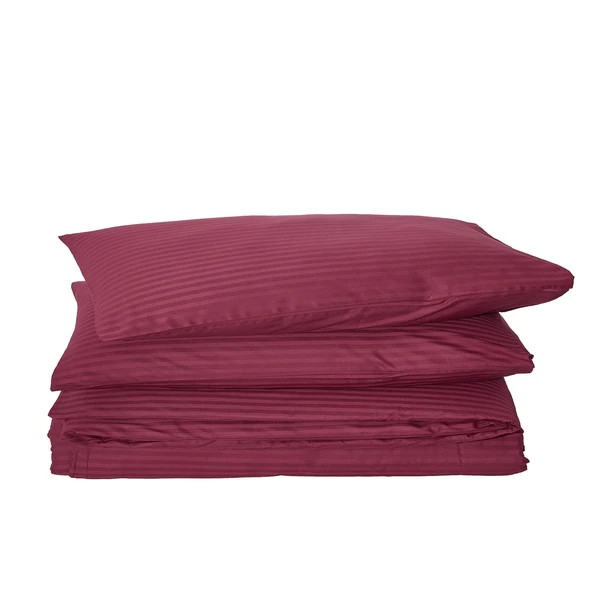 Komfort Home Battal Boy Çizgili Pamuk Saten Nevresim Seti / Bordo ürün görseli 1