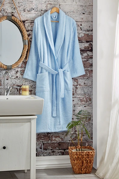 Komfort Home Pamuklu Bornoz - S Beden - Mavi ürün görseli 1