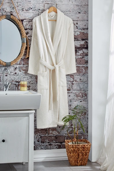 Komfort Home Pamuklu Bornoz - M Beden - Ekru ürün görseli 1