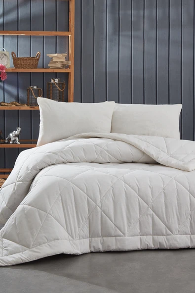 Komfort Home Battal Boy %100 Pamuk Kumaş Yorgan+Yastık / Beyaz ürün görseli 1