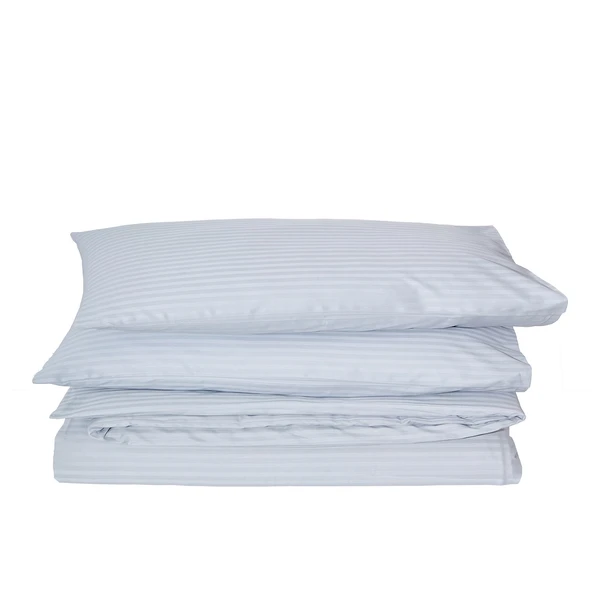 Komfort Home Battal Boy Çizgili Pamuk Saten Nevresim Seti / Açık Gri ürün görseli 1