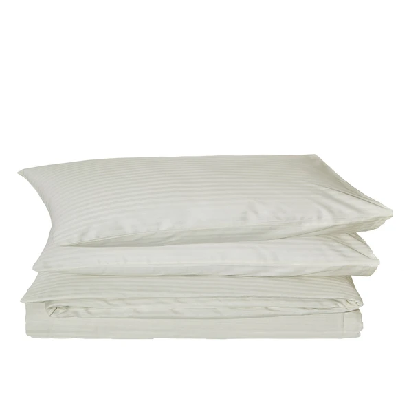 Komfort Home Battal Boy Çizgili Pamuk Saten Nevresim Seti / Krem ürün görseli 1