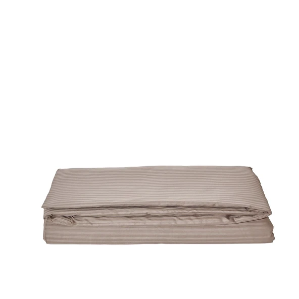 Komfort Home Tek Kişilik Çizgili Pamuk Saten Nevresim / Sütlü Kahve - 1