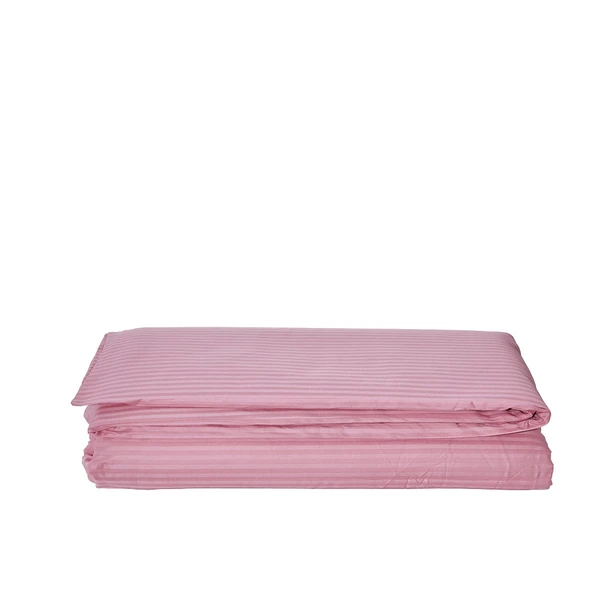 Komfort Home Battal Boy Çizgili Pamuk Saten Nevresim / Pudra ürün görseli 1