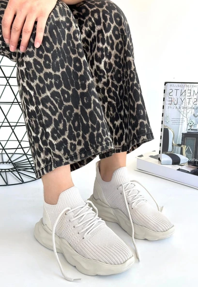 Henta Bej Triko Bağcıklı Spor Ayakkabı - Resim 2