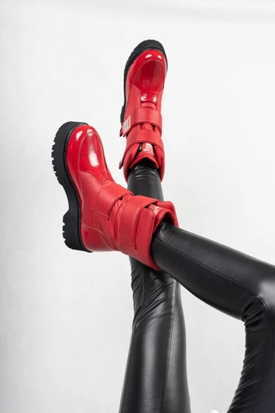 Miah Kırmızı Rugan Kar Kadın Bot - Resim 3