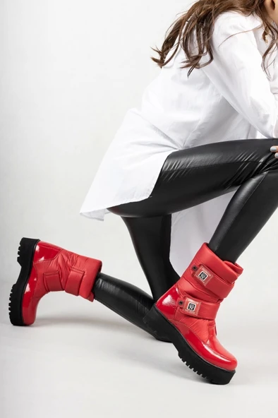 Miah Kırmızı Rugan Kar Kadın Bot - Resim 2