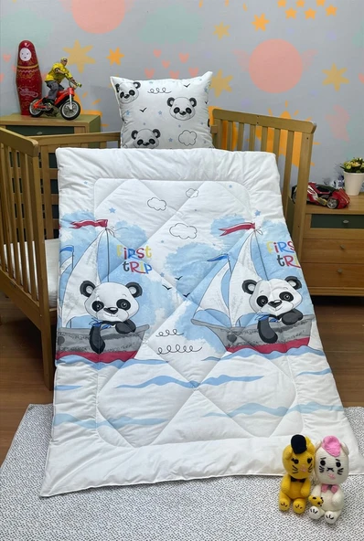 Komfort Home Baskılı %100 Pamuklu Silikon Elyaf Bebek Yorganı+Yastık ürün görseli