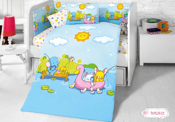 Komfort Home Bebek Uyku Seti 8 Parça Ranforce %100 Pamuk /Balıkçı ürün görseli 1