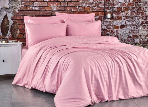 Komfort Home Battal Boy Çizgili Pamuk Saten Nevresim Takımı ürün görseli 1