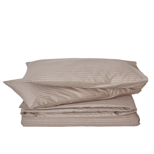 Komfort Home Battal Boy Çizgili Pamuk Saten Nevresim Seti / S. Kahve