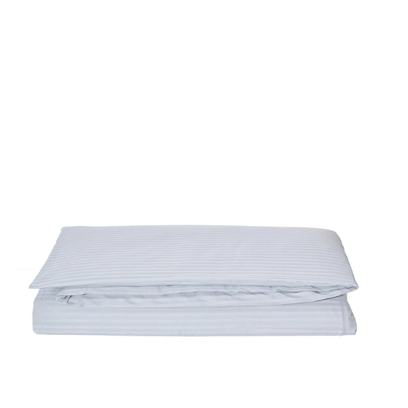 Komfort Home Tek Kişilik Çizgili Pamuk Saten Nevresim / Açık Gri ürün görseli 1