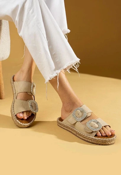 Hertas Bej Nubuk Tokalı Terlik - Resim 2