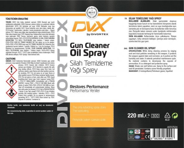 Dvx Silah Temizleme Yağlayıcı Sprey 220 ml - 2
