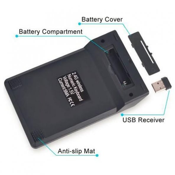 PrimeX PX-1510K Siyah Usb Kablosuz Numerik Klavye Keypad - 7
