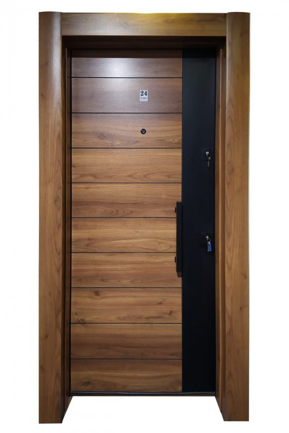Tezwood Ahşap Kapı Sanayi 3553 Çelik Daire Kapısı Ahşap Kaplama Rustik Model ürün görseli