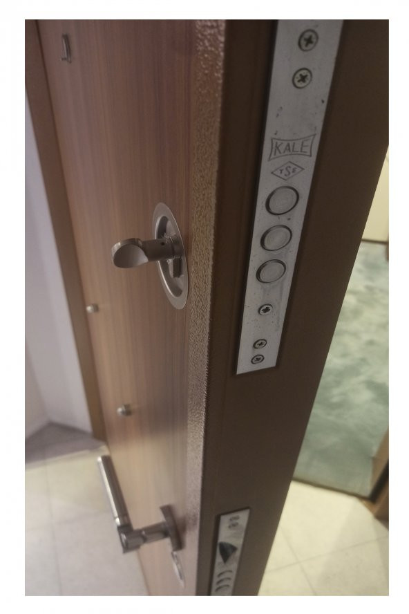 Tezwood 3651 Ahşap Kaplama Rustik Model Tırnaklı Çelik Daire Kapısı - 2