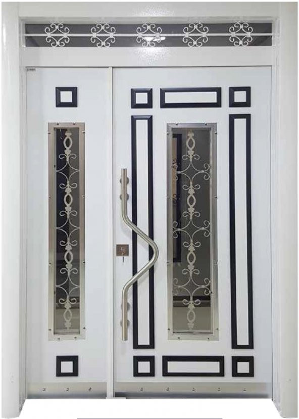 Tezwood 0161 Beyaz Villa Kapısı,Lüks Bina Giriş Kapısı,Çelik Kapı