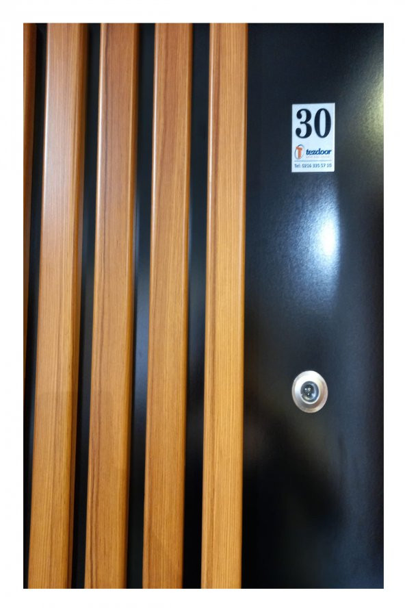 Tezwood Ahşap Kapı Sanayi 3458 Ahşap Kabartmalı Daire Çelik Kapısı,Kale Kilit Sistemi - Resim 2