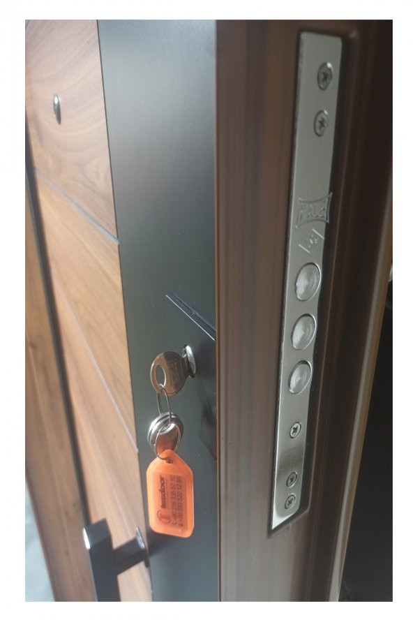 Tezwood Ahşap Kapı Sanayi 3553 Çelik Daire Kapısı Ahşap Kaplama Rustik Model - Resim 3