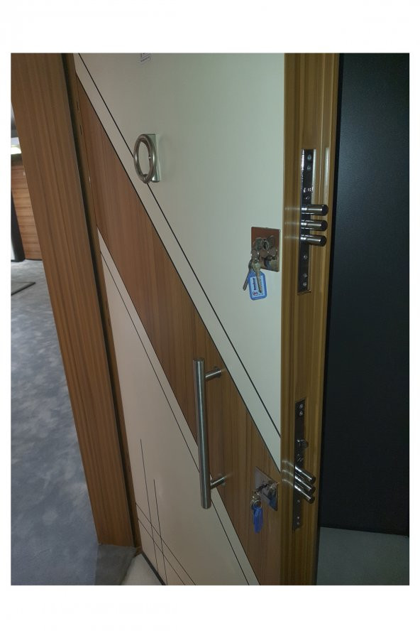 Tezwood 2578 Çift Renk Çelik Kapı,Daire Kapısı,Tırnaklı Model - 3