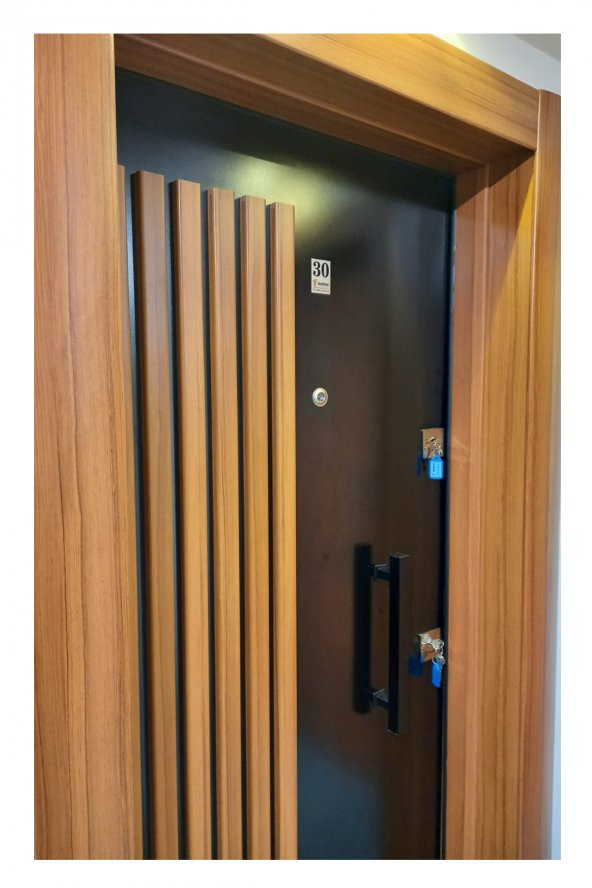 Tezwood Ahşap Kapı Sanayi 3458 Ahşap Kabartmalı Daire Çelik Kapısı,Kale Kilit Sistemi - Resim 3