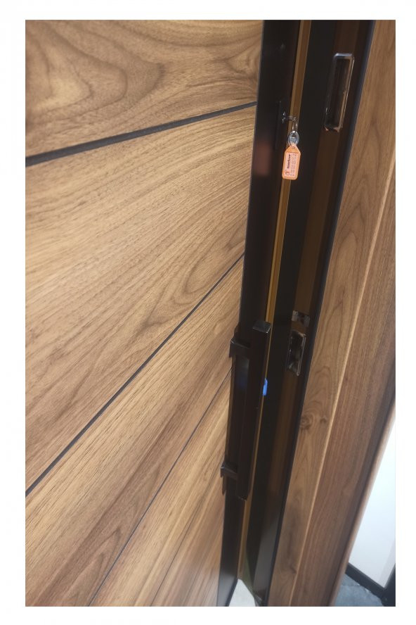 Tezwood Ahşap Kapı Sanayi 3553 Çelik Daire Kapısı Ahşap Kaplama Rustik Model - Resim 4