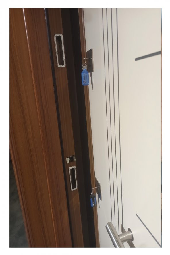 Tezwood 3651 Ahşap Kaplama Rustik Model Tırnaklı Çelik Daire Kapısı - 5